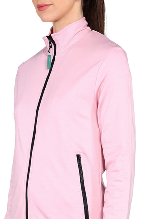 Women's Pink Scrub Jacket with Two Secured Pockets - Supermedic