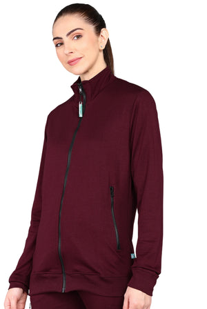 Maroon Scrub Jacket for Women with Two Pockets - Supermedic