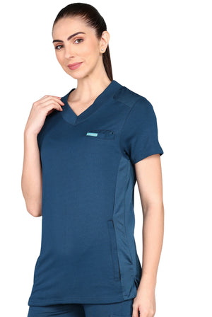 Adaptable teal navy jogger scrub set for healthcare.
