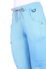 4-Way Stretchable Women's Sky Blue Top & Jogger Bottom Scrub Set