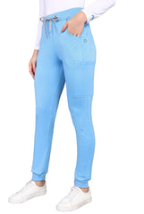 4-Way Stretchable Women's Sky Blue Top & Jogger Bottom Scrub Set