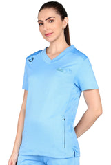 4-Way Stretchable Women's Sky Blue Top & Jogger Bottom Scrub Set
