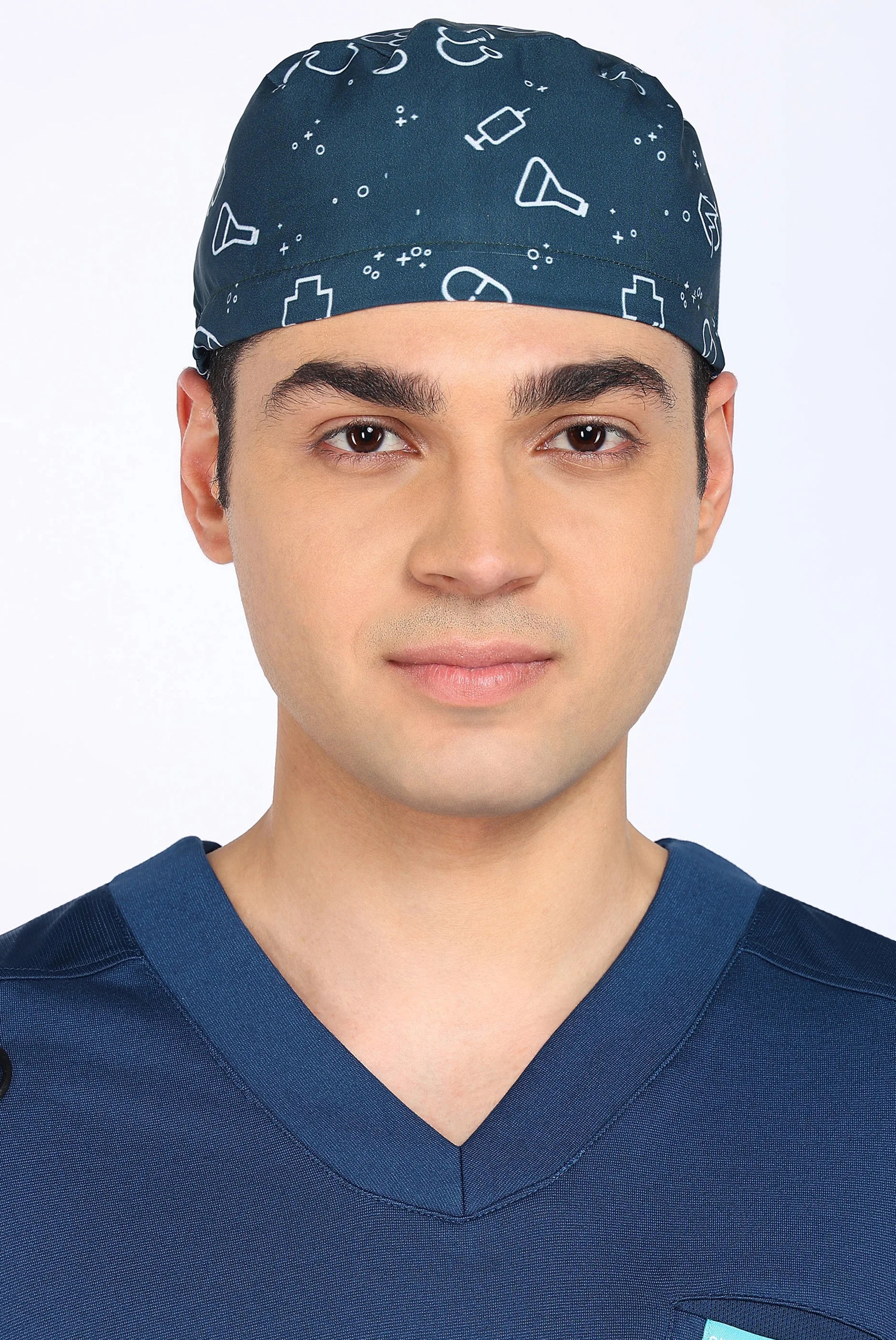 Teal Navy Scrub Printed Cap for Men