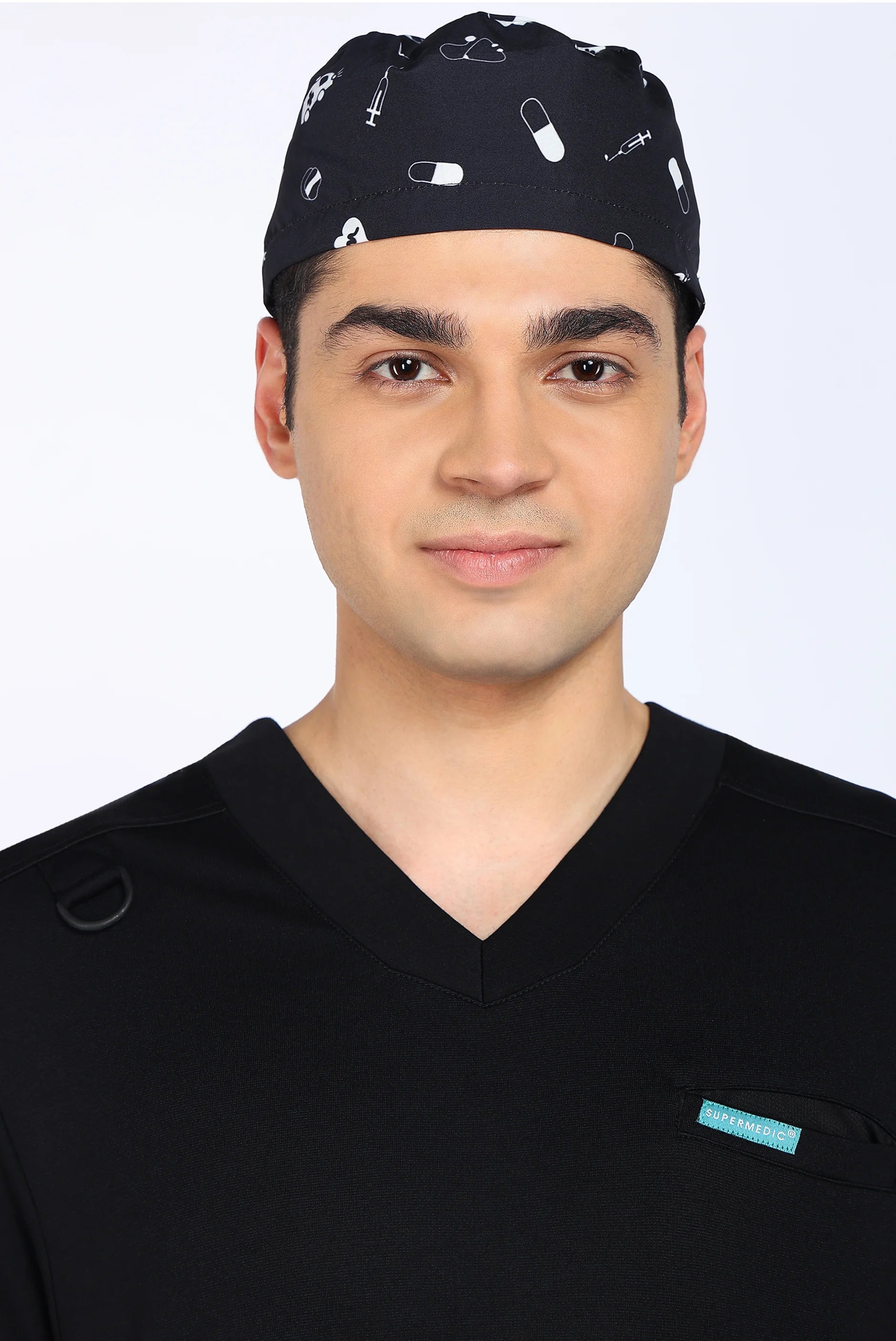 Black Scrub Printed Cap for Men