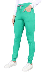 4-Way Stretchable Women's Green Top & Jogger Bottom Scrub Set