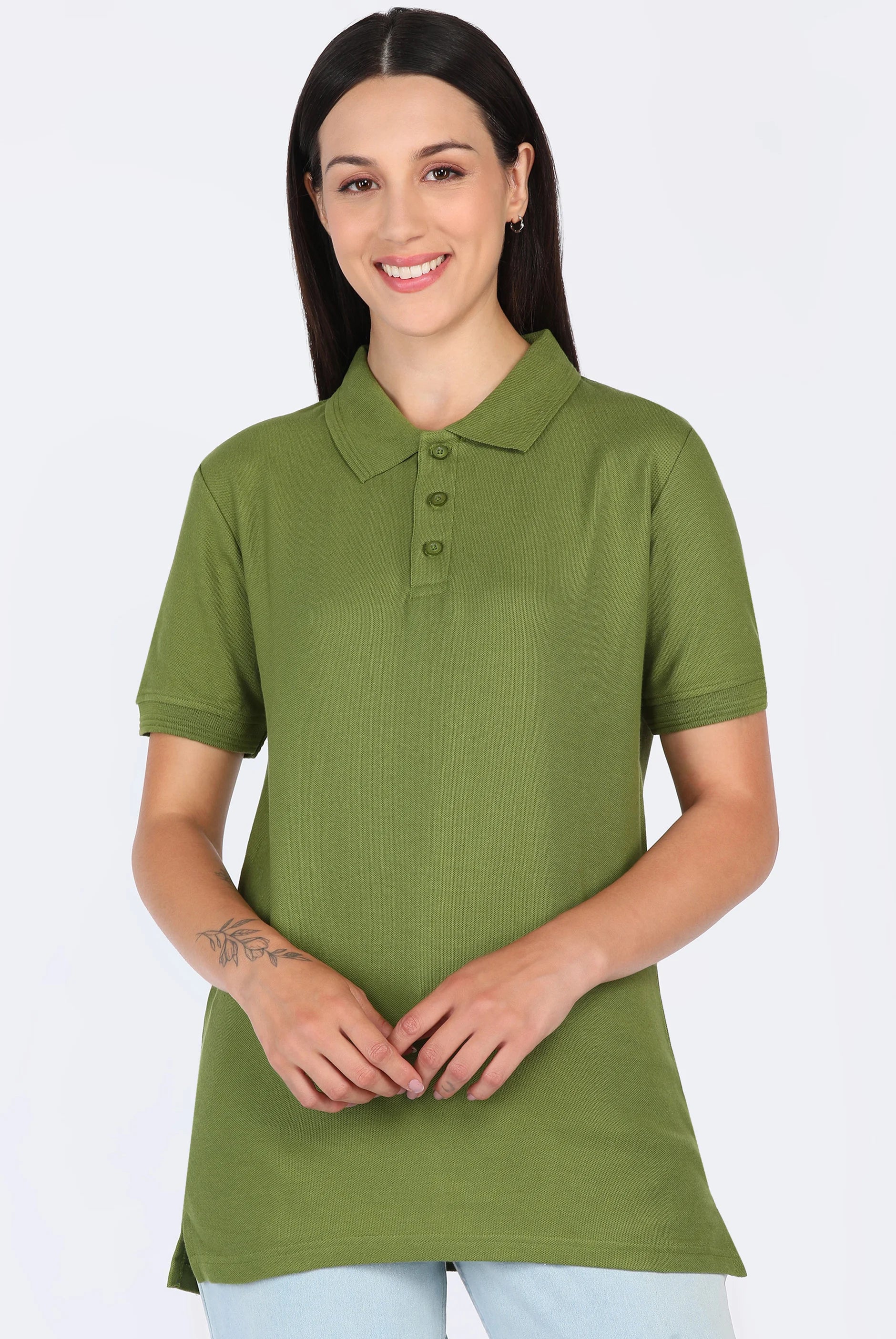 Olive Green Polo T-Shirt for Women