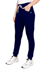 4-Way Stretchable Women's True Navy Top & Jogger Bottom Scrub Set