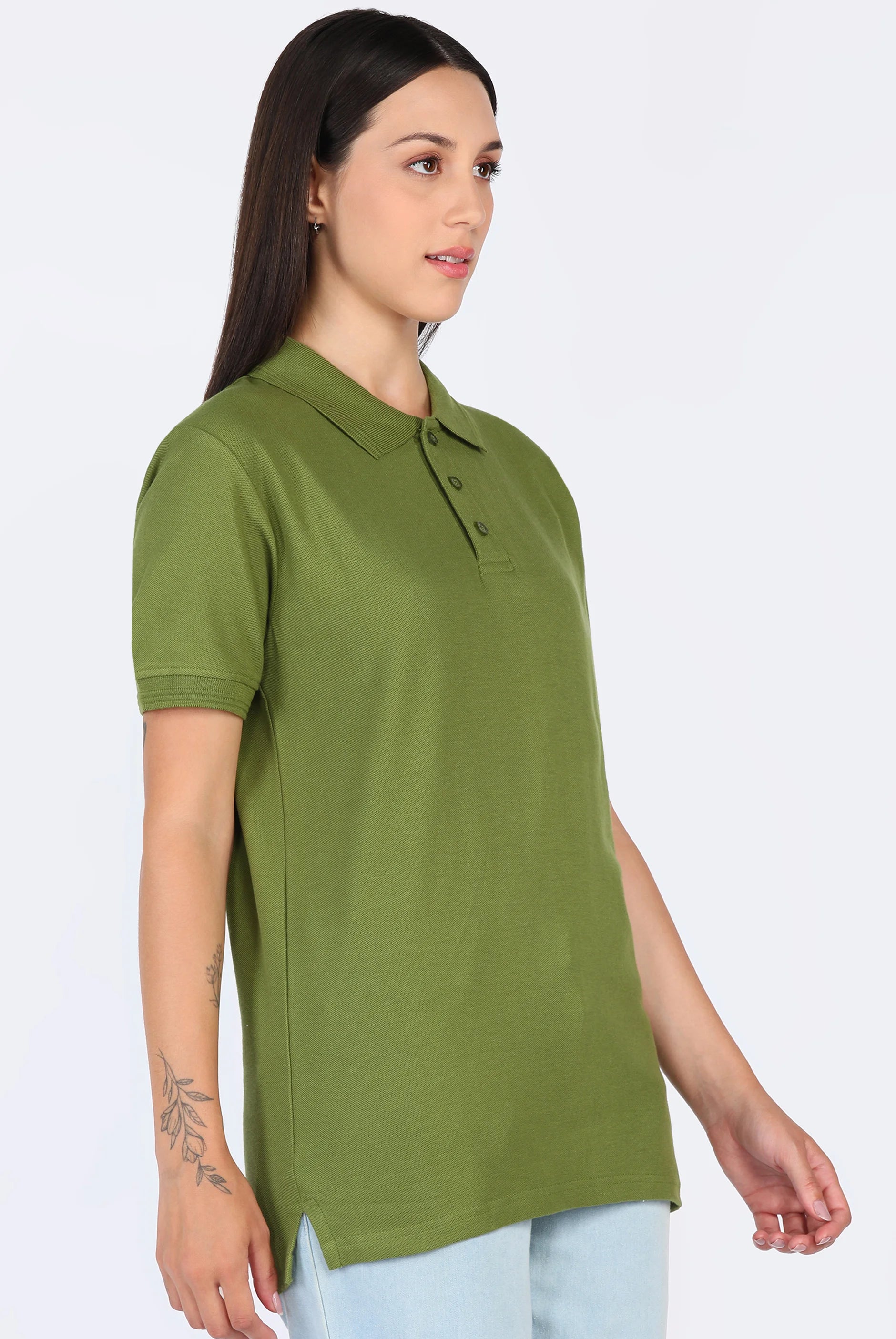 Olive Green Polo T-Shirt for Women