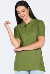 Olive Green Polo T-Shirt for Women