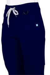 4-Way Stretchable Women's True Navy Top & Jogger Bottom Scrub Set