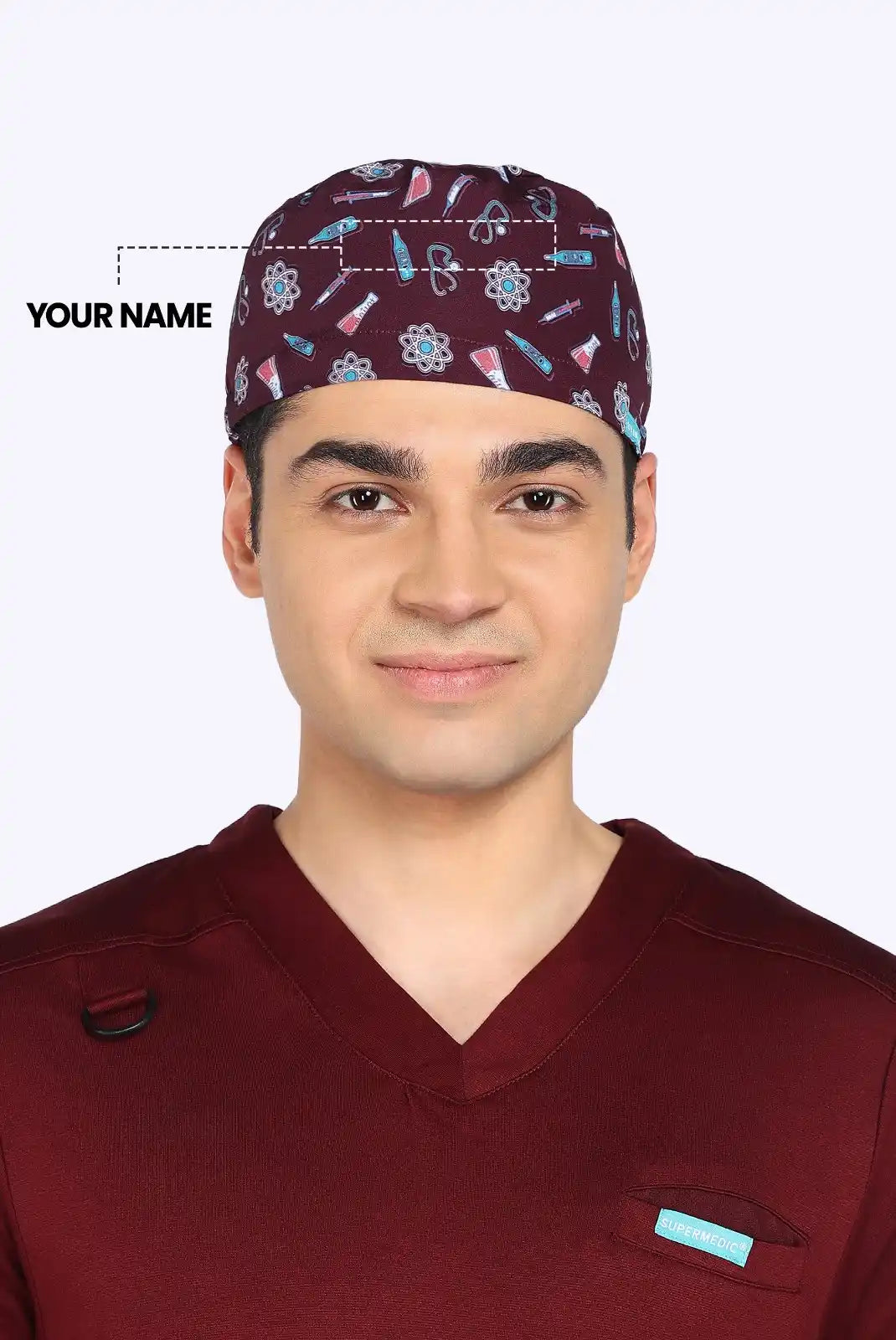 Maroon Scrub Printed Cap For Men