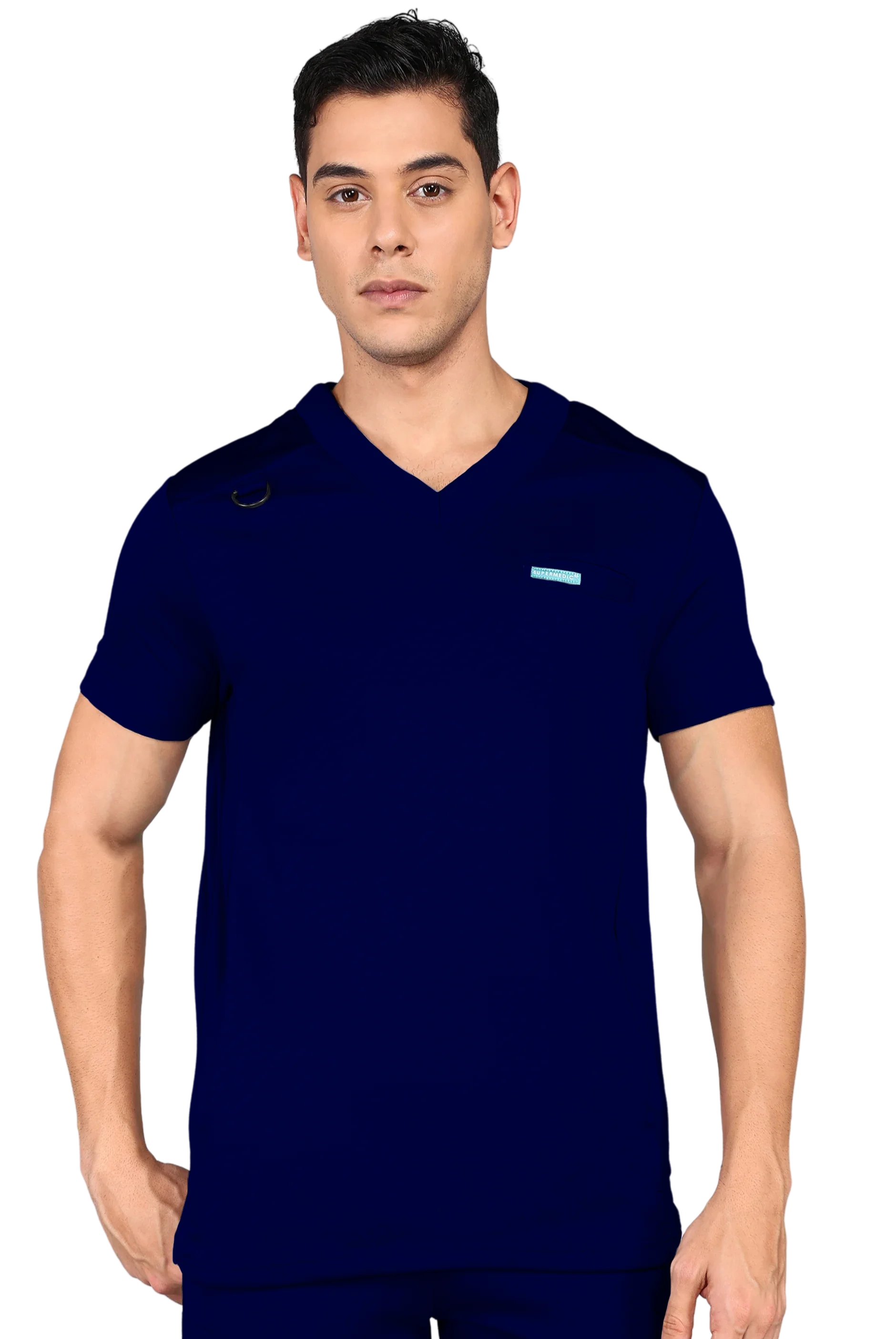 4-Way Stretchable Men's True Navy Top & Jogger Bottom Scrub Set