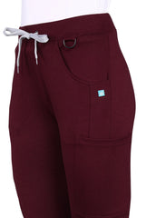 Women Maroon Top & Jogger Bottom Scrub Set