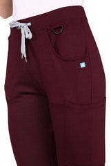 Women Maroon Top & Standard Bottom Scrub Set