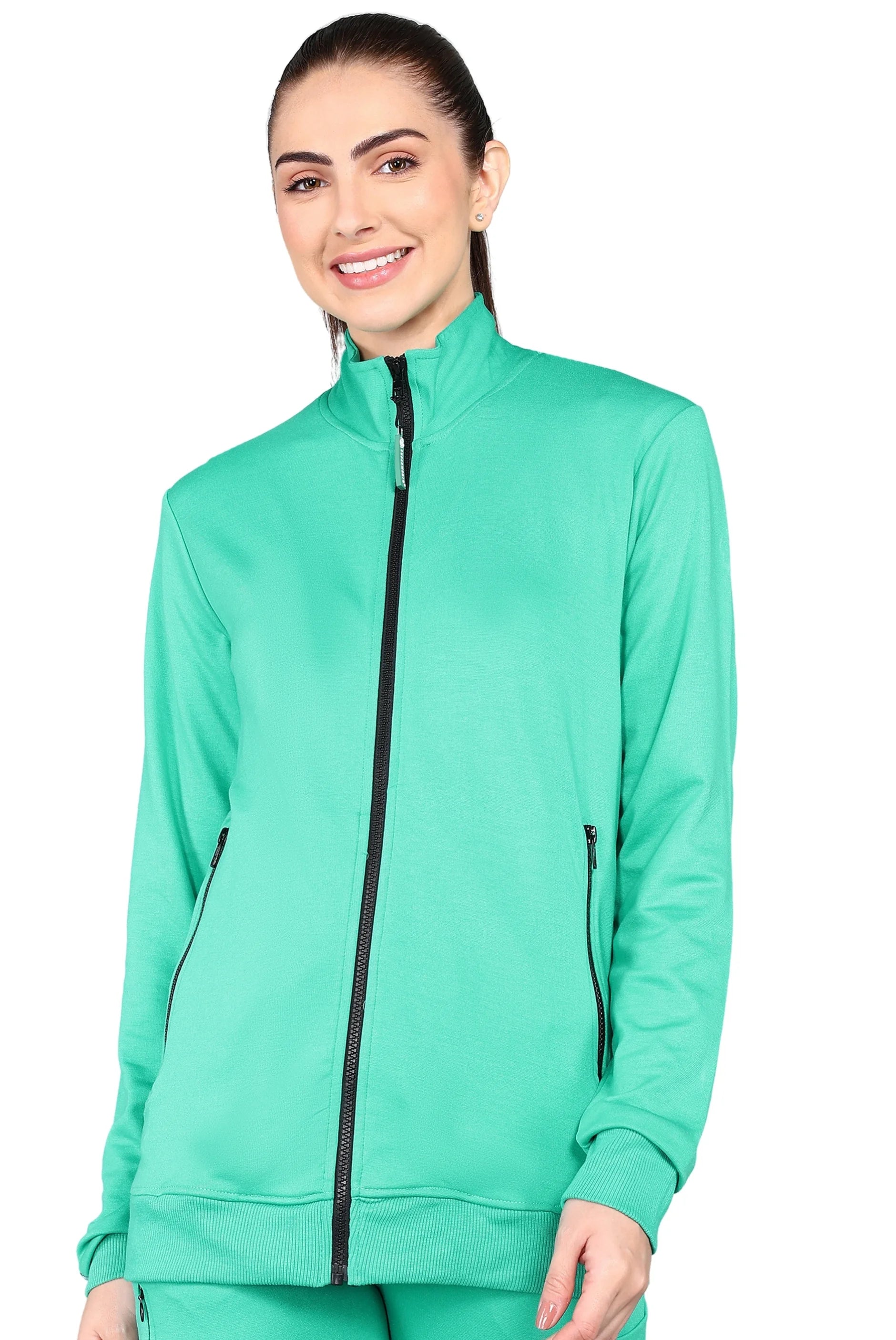 Banded Collar Green Scrub Jacket for Women - Supermedic
