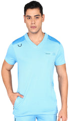 Durable Sky Blue Scrubs - Flexible Top & Standard Fit Pants