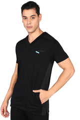 Dynamic Black Scrub Set – Stretchable Top, Tapered Fit