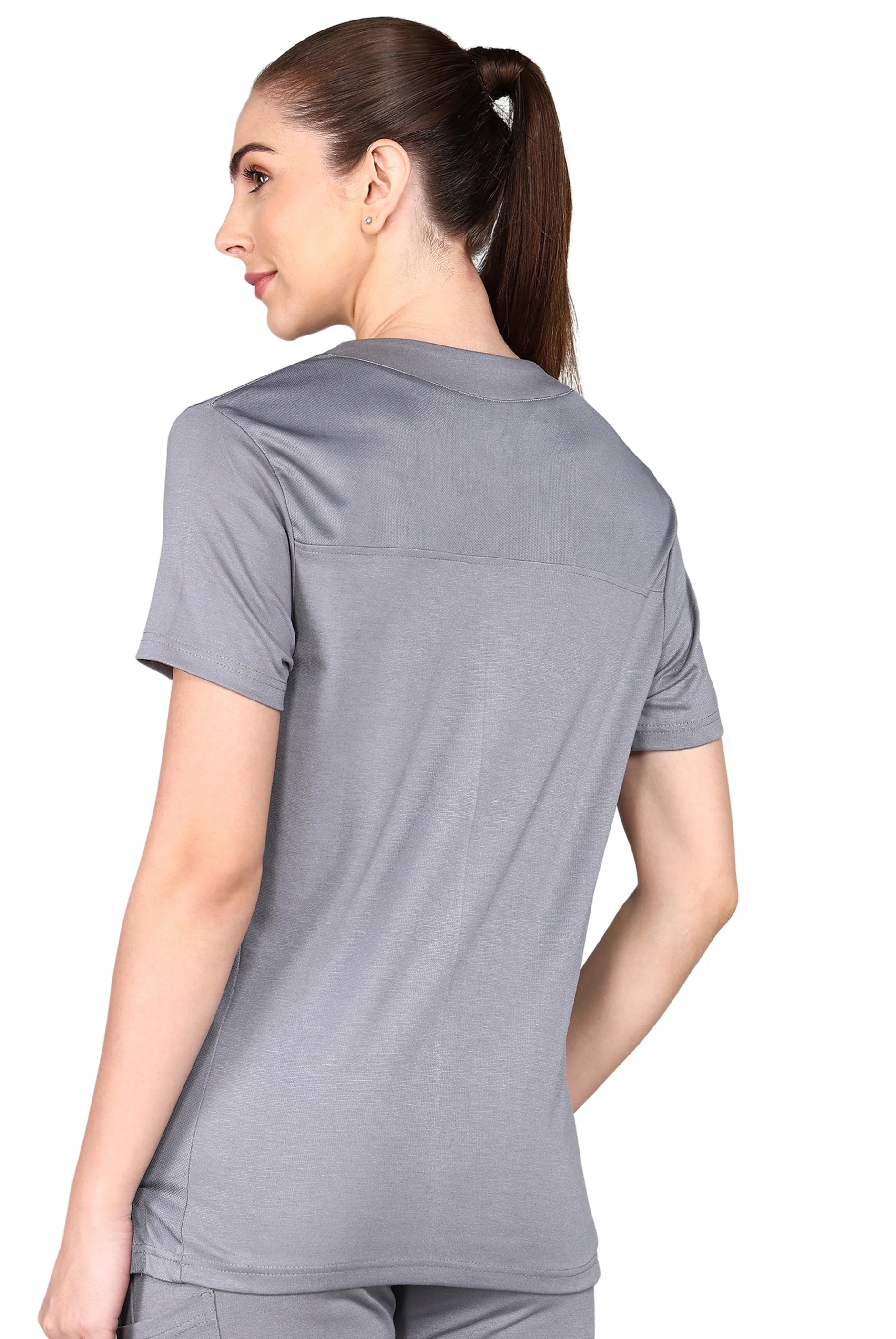 Functional grey jogger scrub set for active professionals.