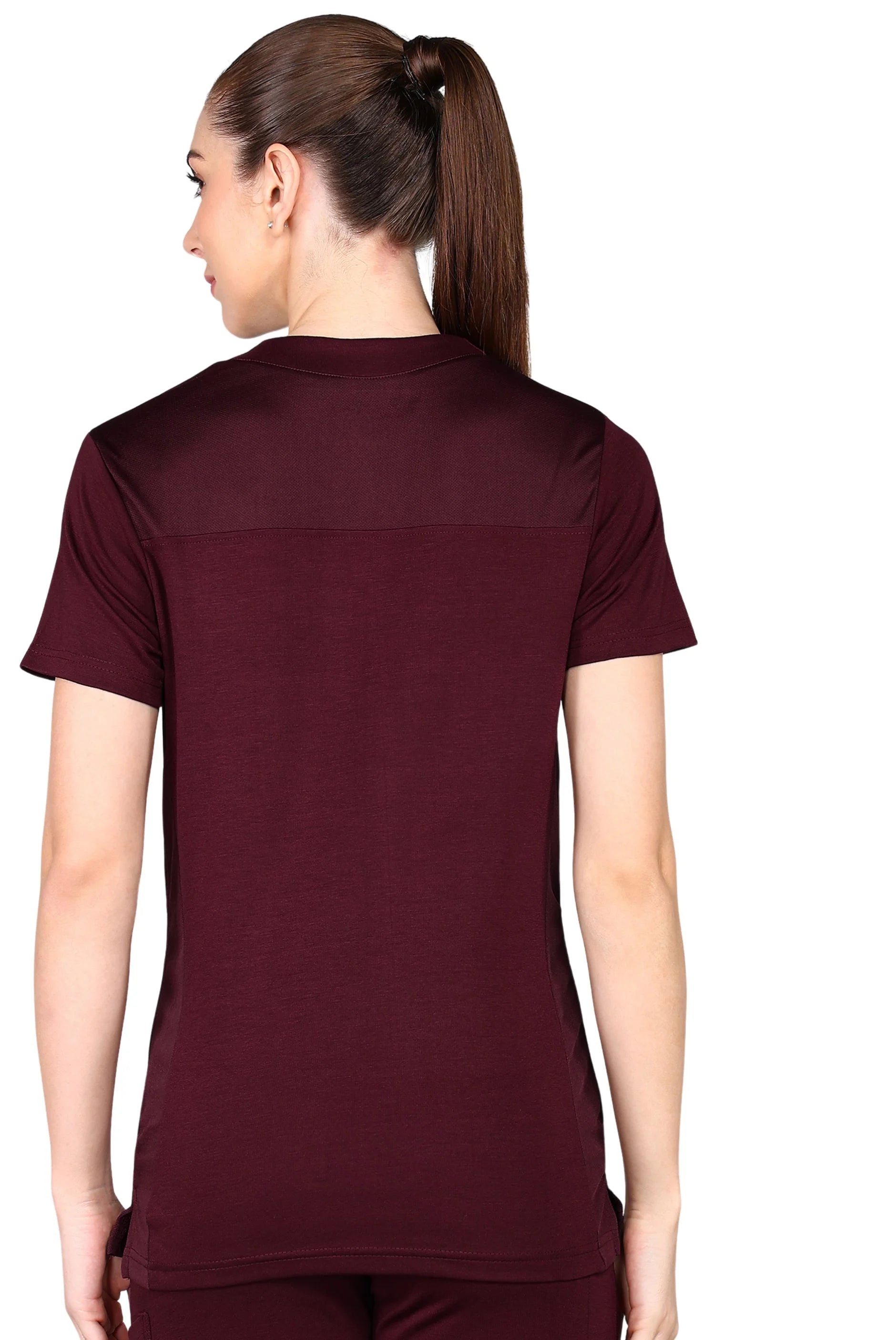 Comfortable Women's Maroon Scrub Set - Stretchable Top & Bottom