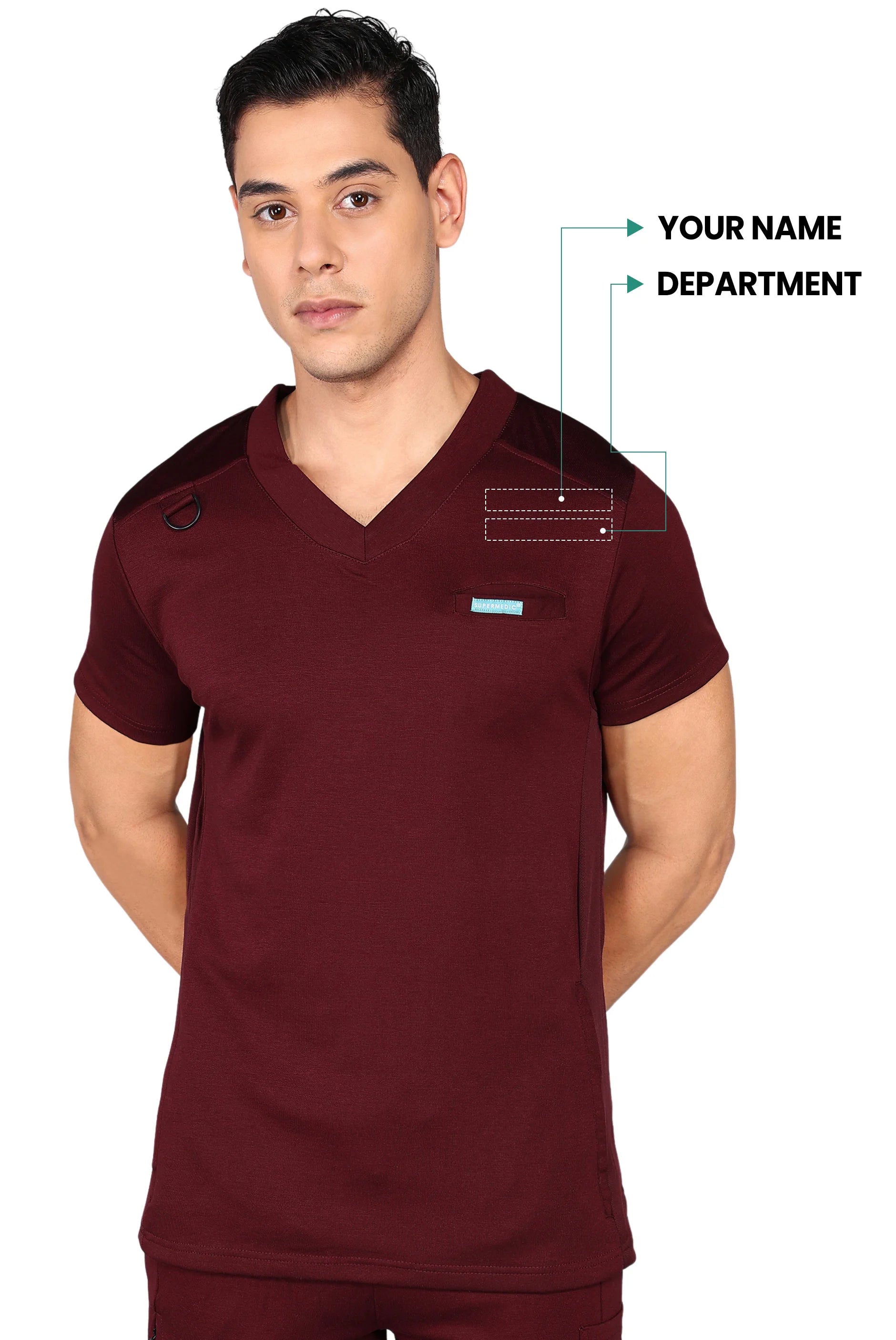 Flexible Maroon Scrub Set - Stretchable Top & Regular Fit Bottom - Supermedic
