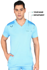 Men’s Sky Blue Scrubs - Flexible Top & Easy Fit Pants