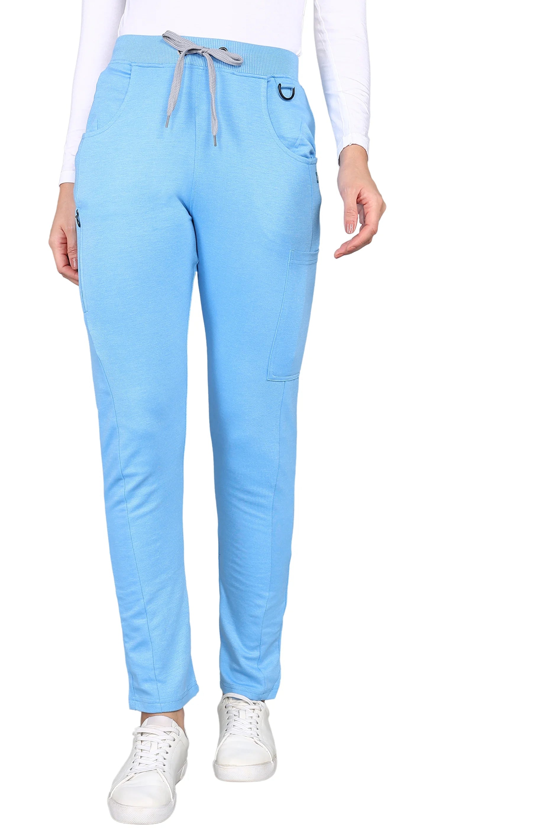 Comfortable Sky Blue Scrub Set - Stretchable Top & Bottom