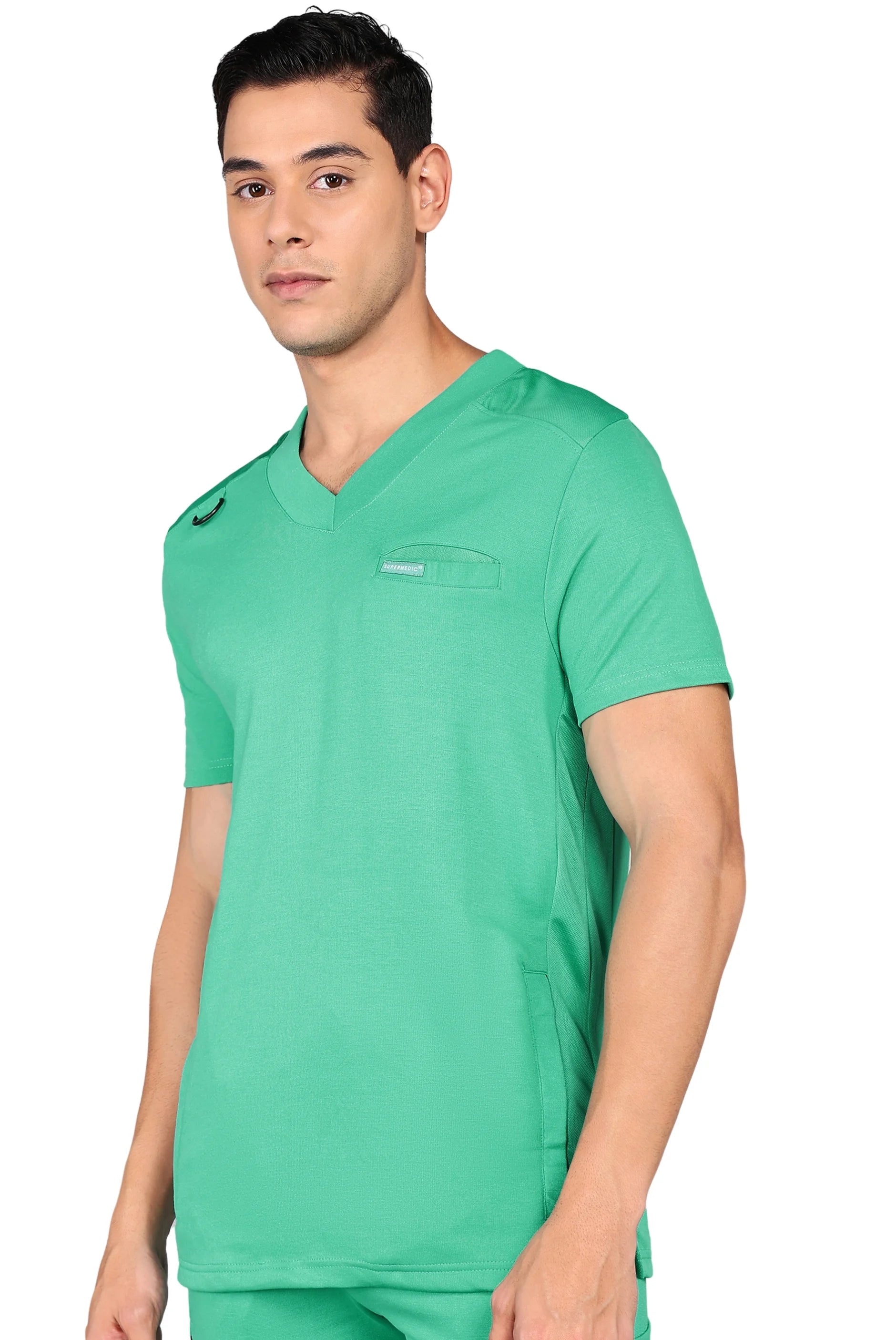 Supermedic Green Scrub Set - Flexible Design with Stretchable Top & Standard Pants