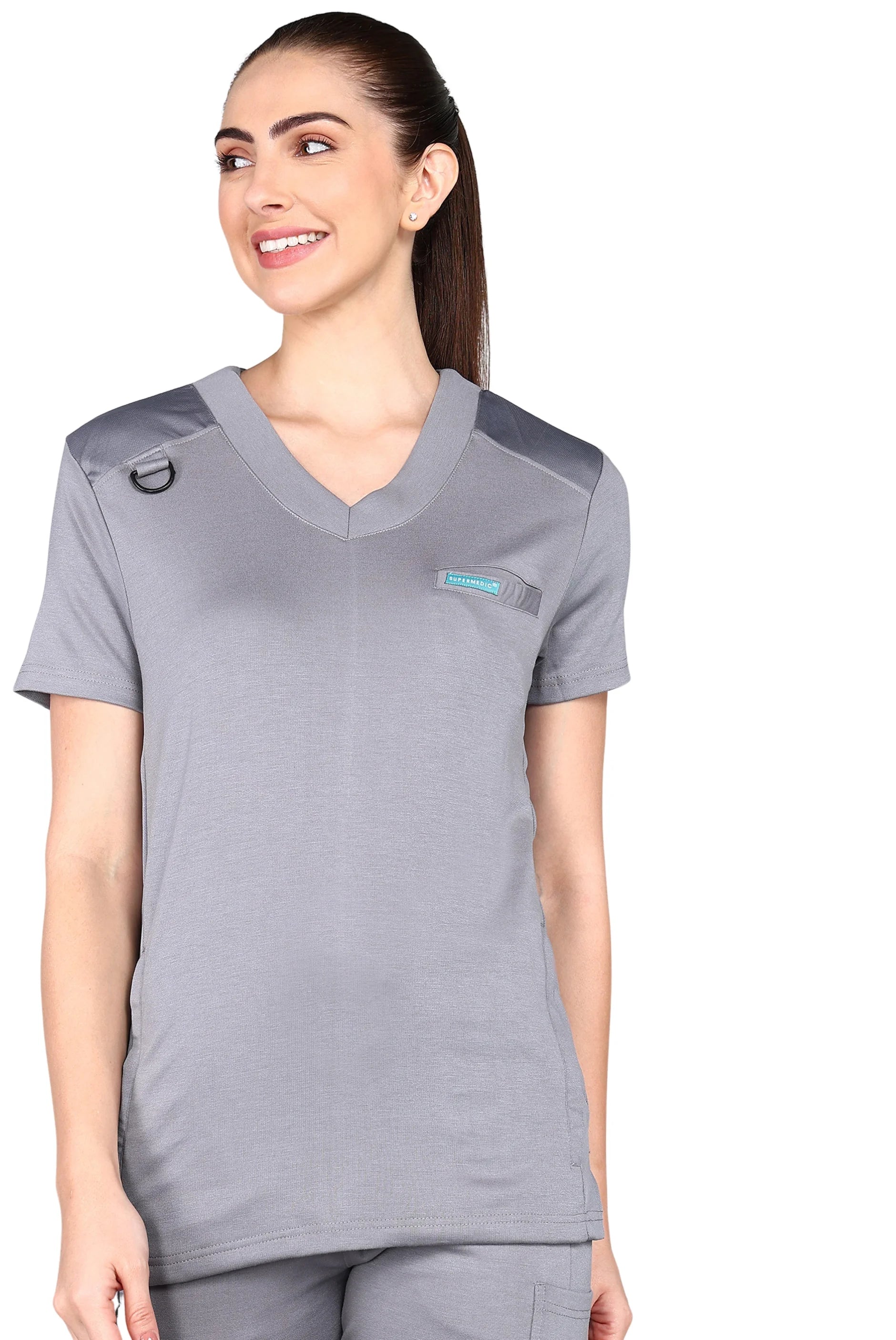 Women's Grey Scrub Set - Stretchable Top & Regular Bottom