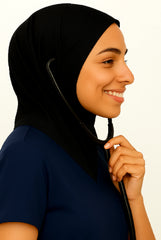Black Scrub Hijab with Stethoscope Slit For Women