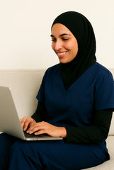 Black Scrub Hijab with Stethoscope Slit For Women