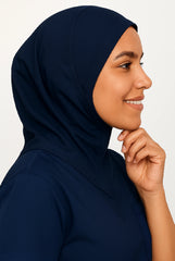 Navy Blue Scrub Hijab with Stethoscope Slit For Women