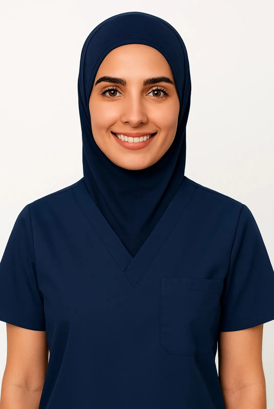 Navy Blue Scrub Hijab with Stethoscope Slit For Women