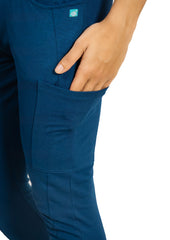 4-Way Stretchable Men's Teal-Navy Top & Standard Bottom Scrub Set