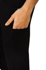 4-Way Stretchable Women's Black Top & Jogger Bottom Scrub Set