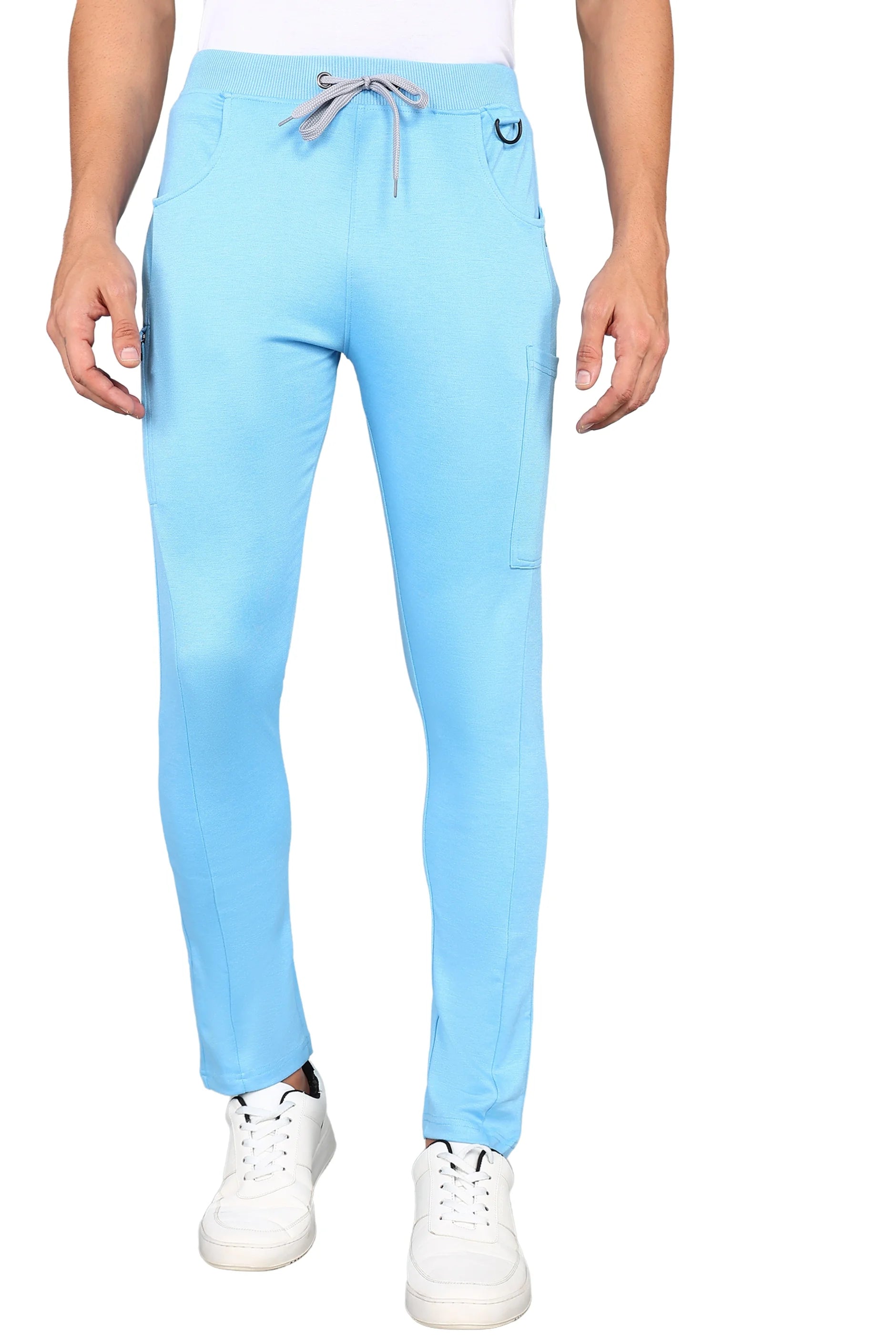 Men’s Sky Blue Medical Scrubs - Stretchy Top & Relaxed Pants