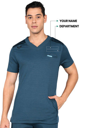 Flexible Teal Navy Scrub Set for Men - Stretchable Top & Regular Fit Bottom - Supermedic