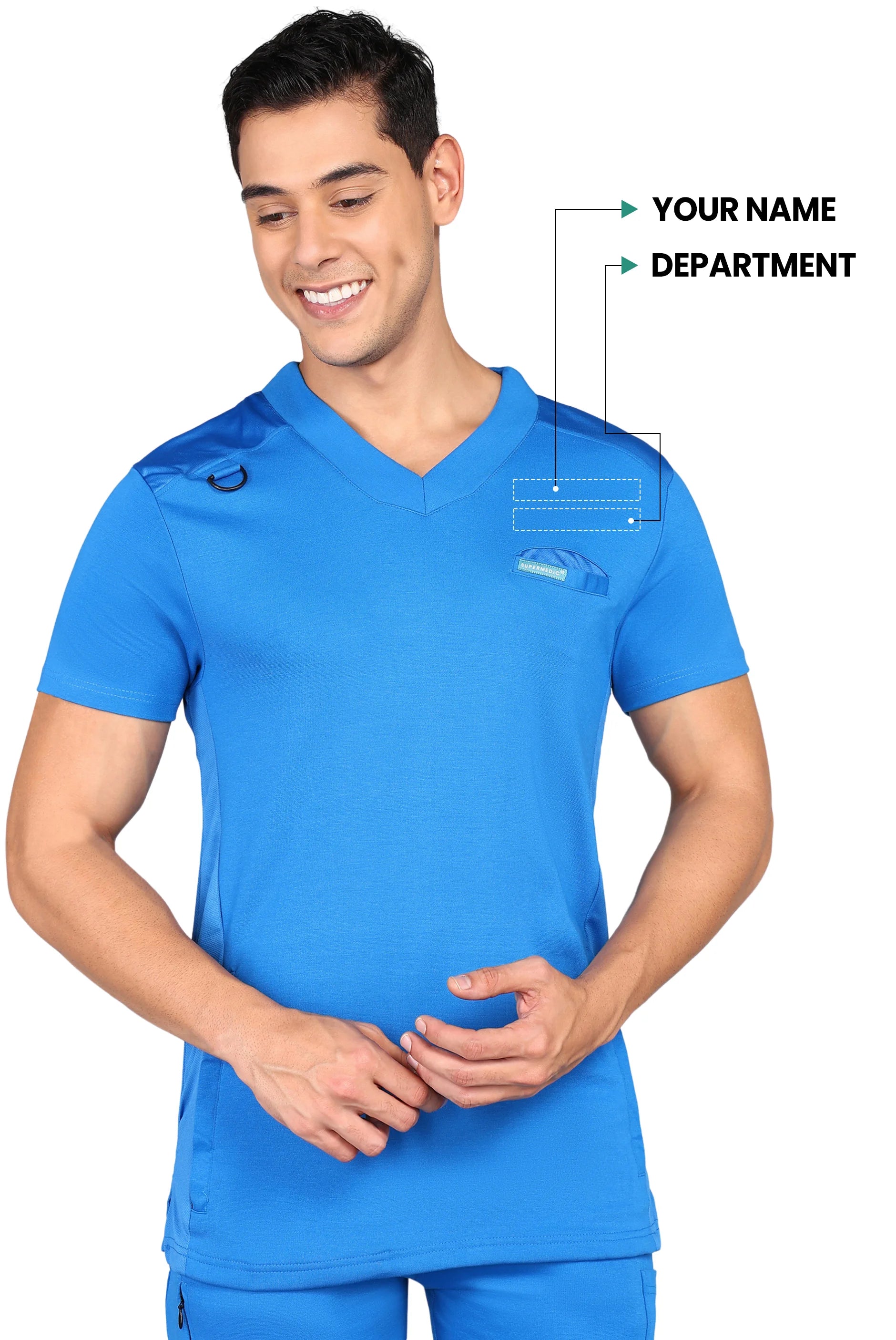 Comfortable Royal Blue Scrubs - Stretchy Top & Regular Fit Bottom - Supermedic