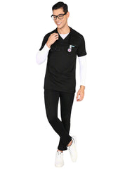 Stretchable Black Men's Scrub Set - Top and Standard Bottom - Supermedic