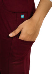 Stylish Maroon Scrub Set - Stretchable Top & Standard Bottom - Supermedic