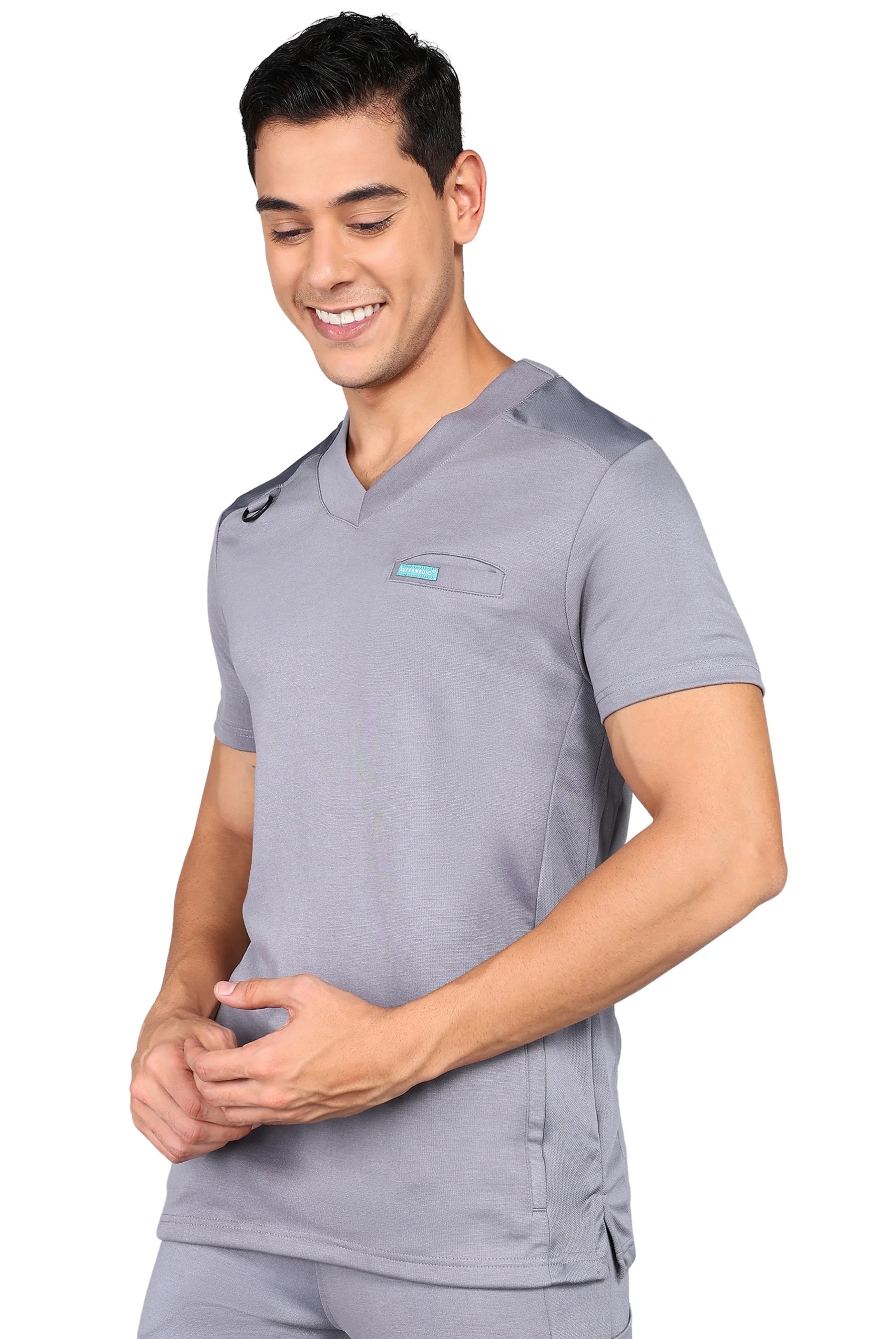 Men’s Royal Blue Scrub Set - Comfortable Stretch Top & Relaxed Pants Supermedic