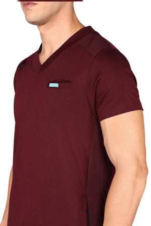 Adaptable Maroon Scrub Set - Stretchable Top & Standard Bottom - Supermedic