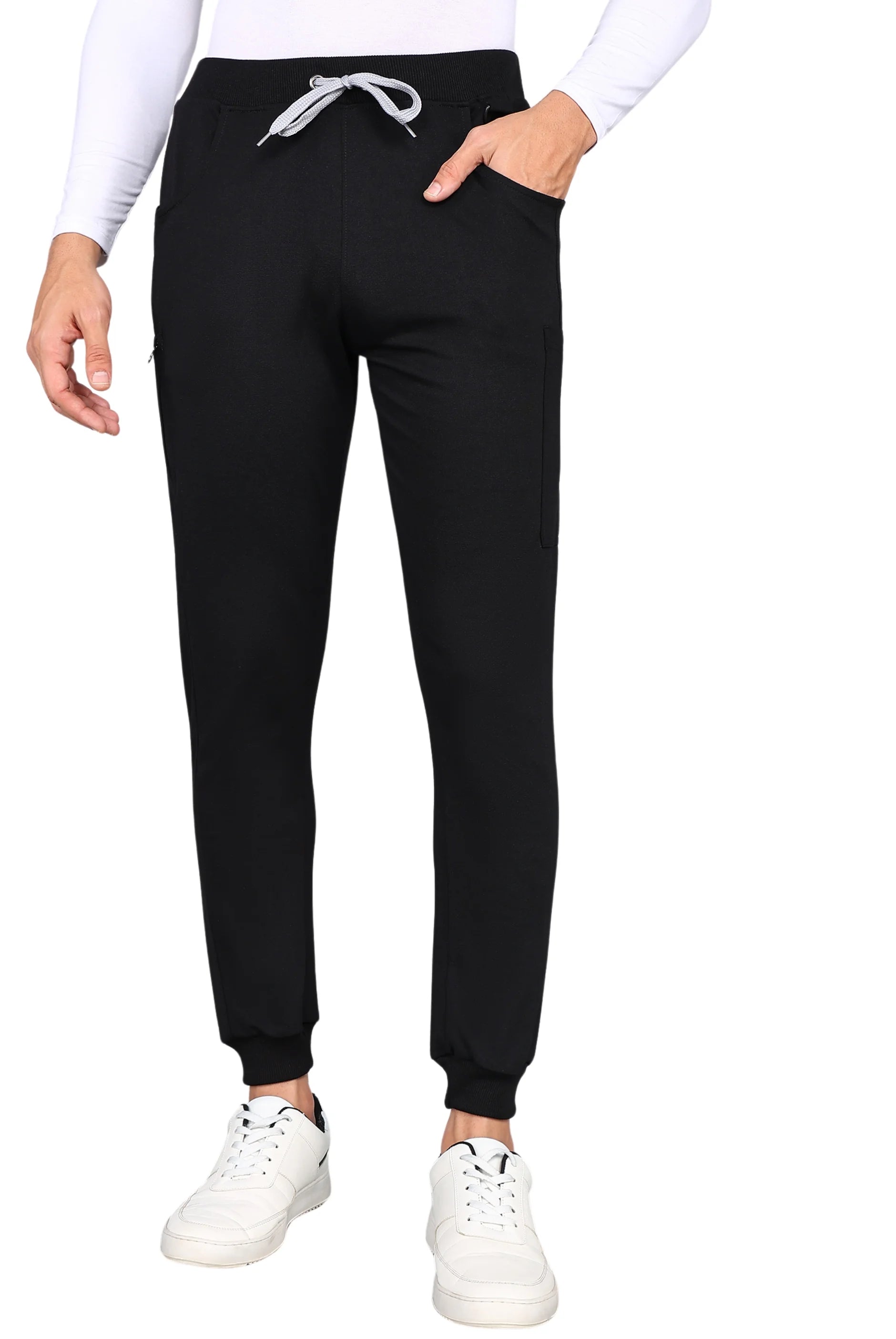 Trendy Black Jogger Scrub Set - Casual Style