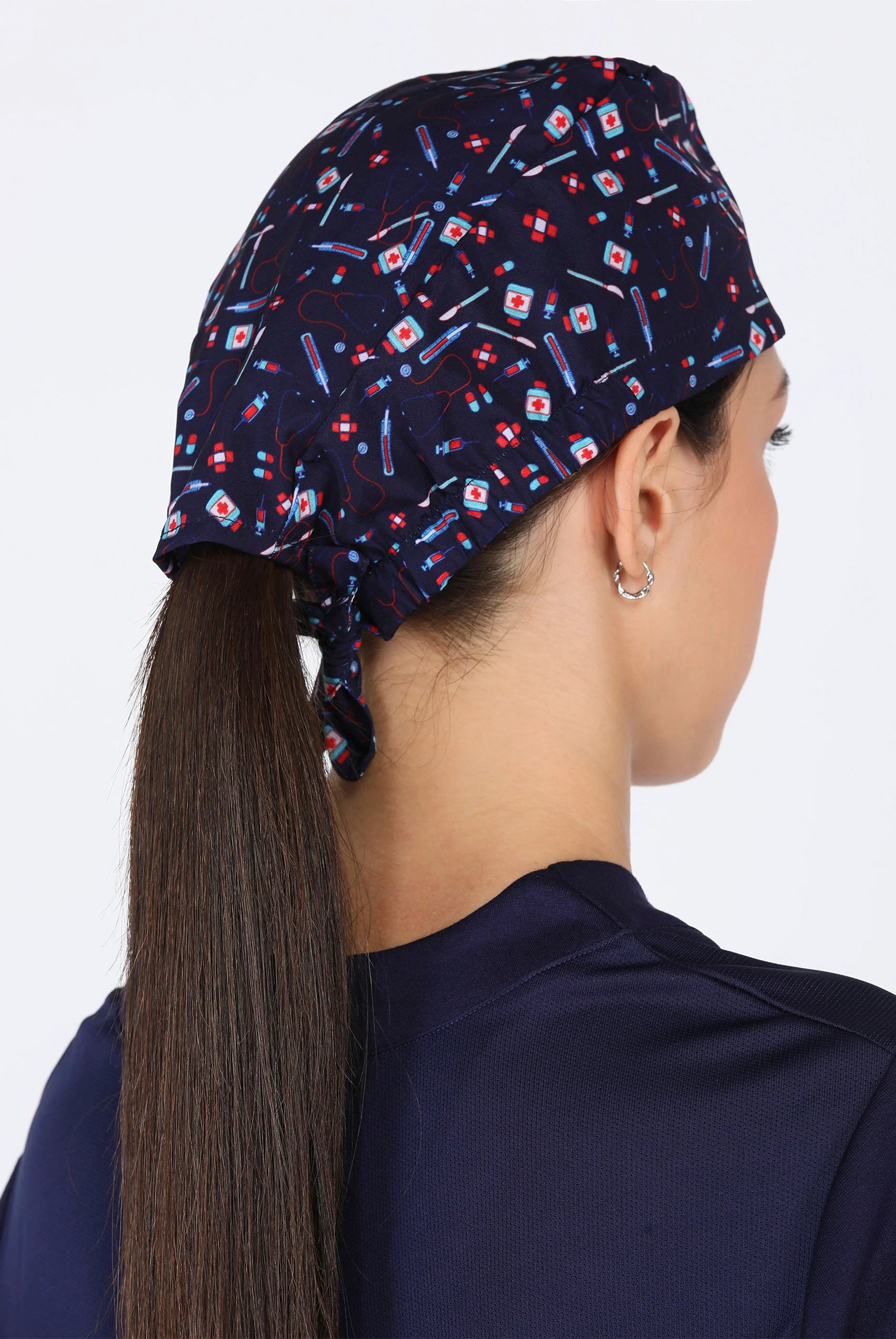 True Navy Scrub Printed Cap for Women