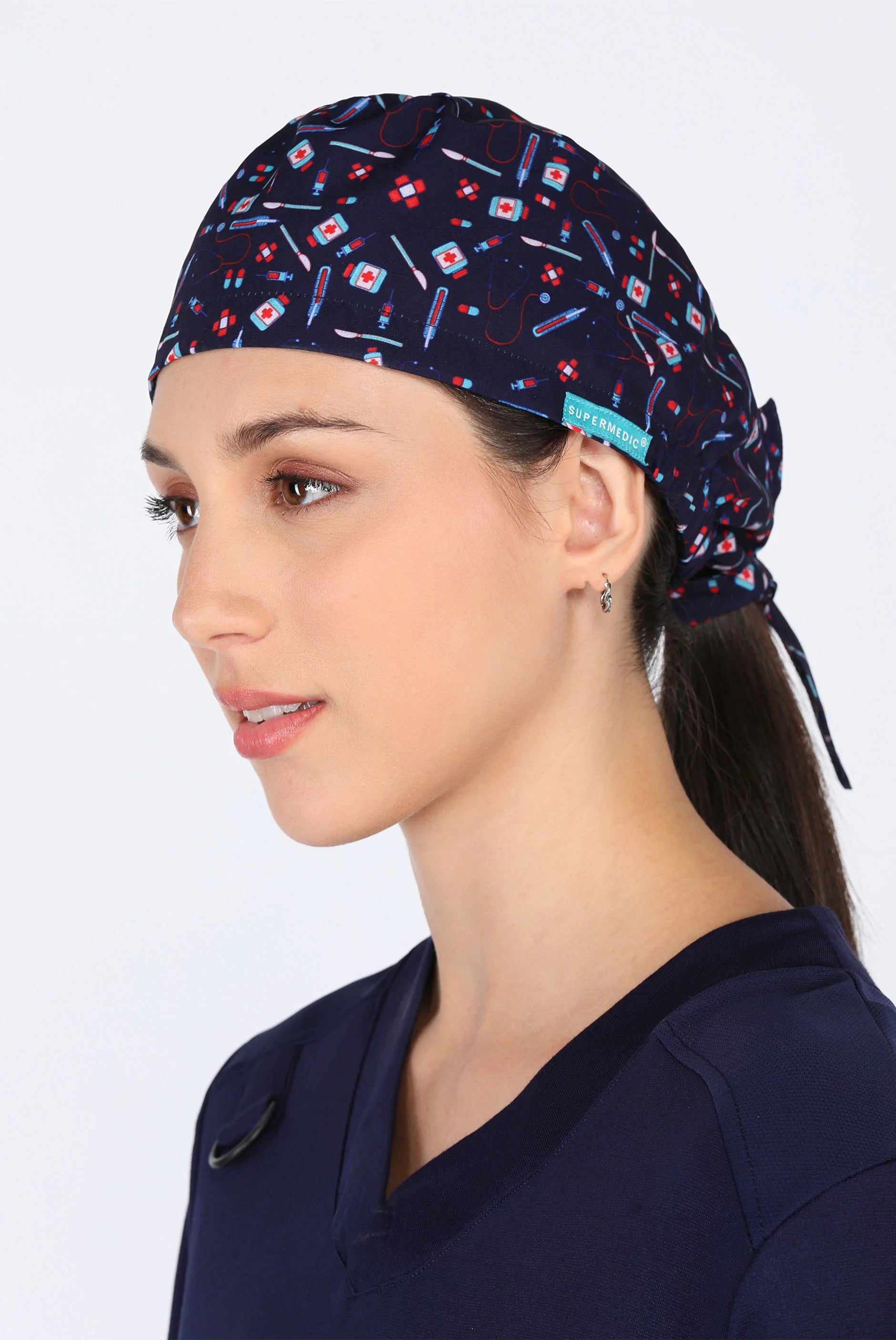 True Navy Scrub Printed Cap for Women