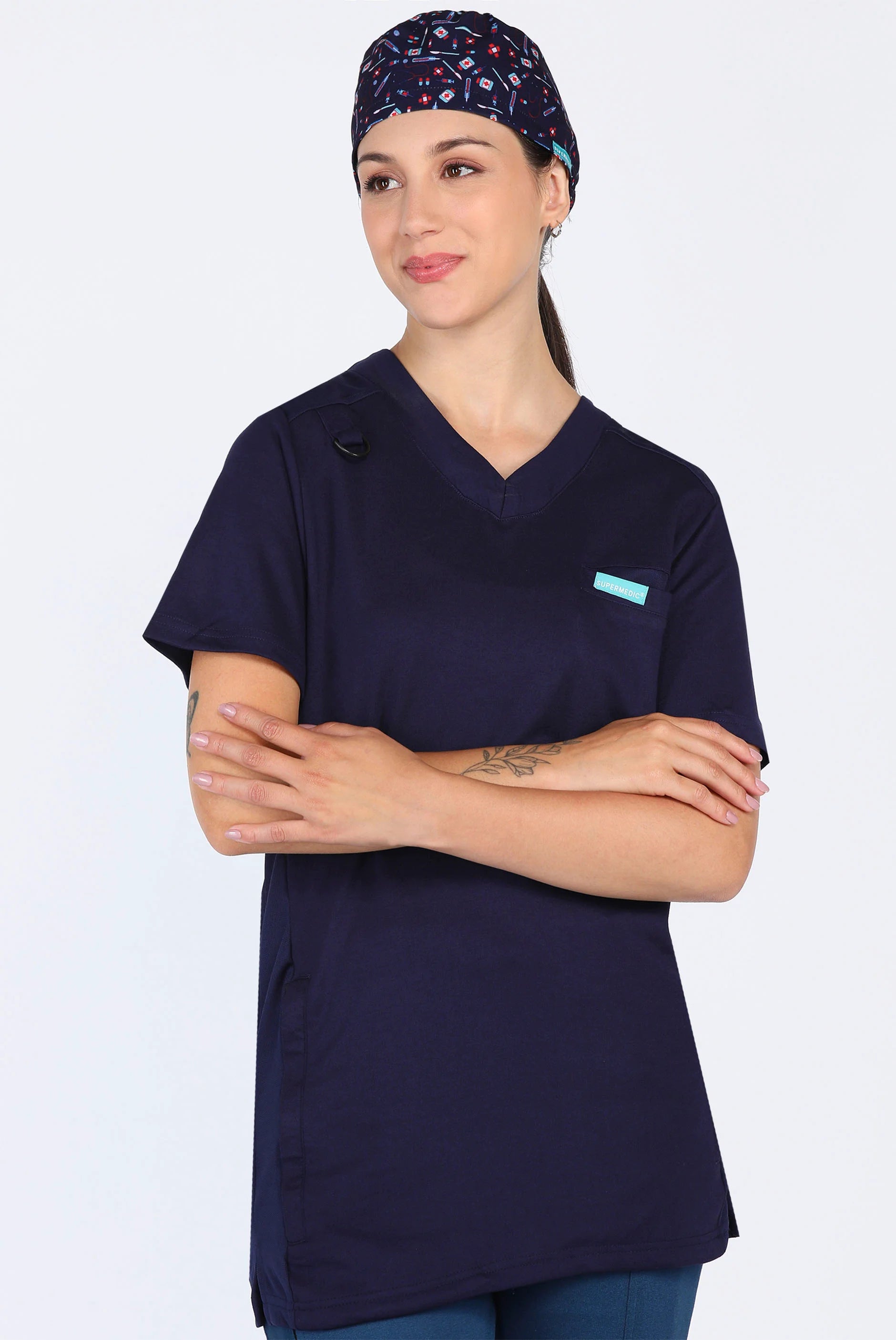 True Navy Scrub Printed Cap For Women