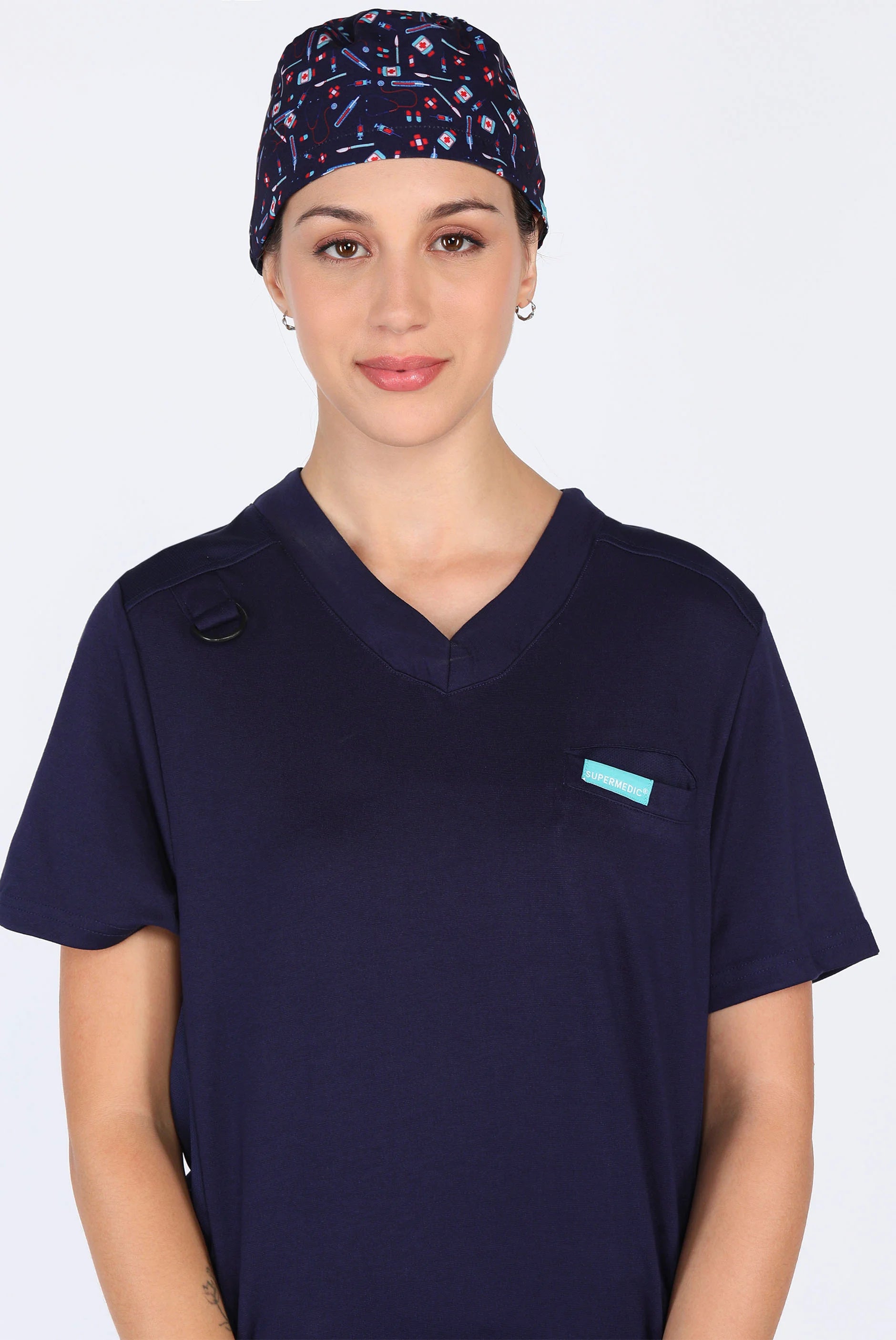 True Navy Scrub Printed Cap For Women