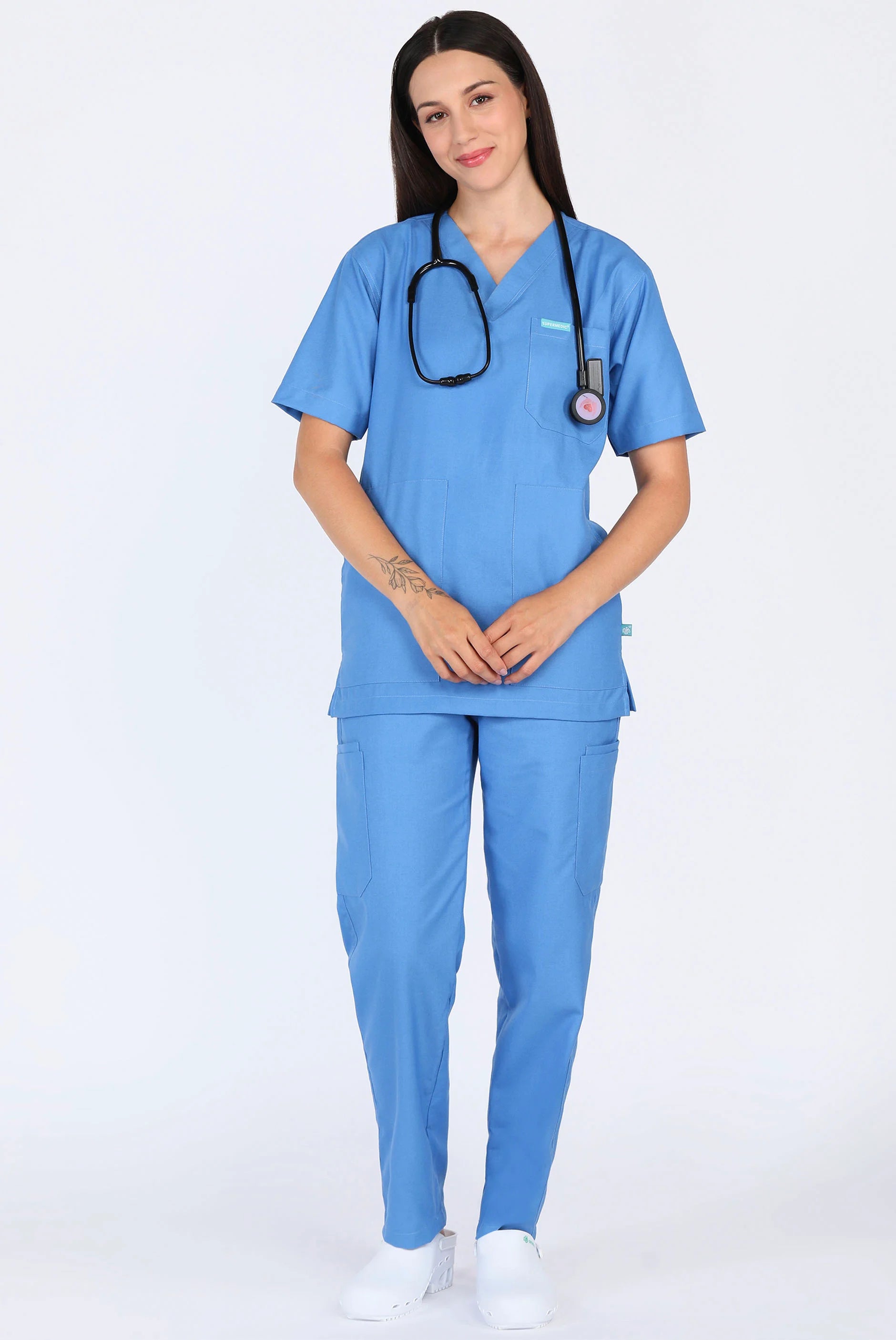 Classic Sky Blue Scrub Set for Women
