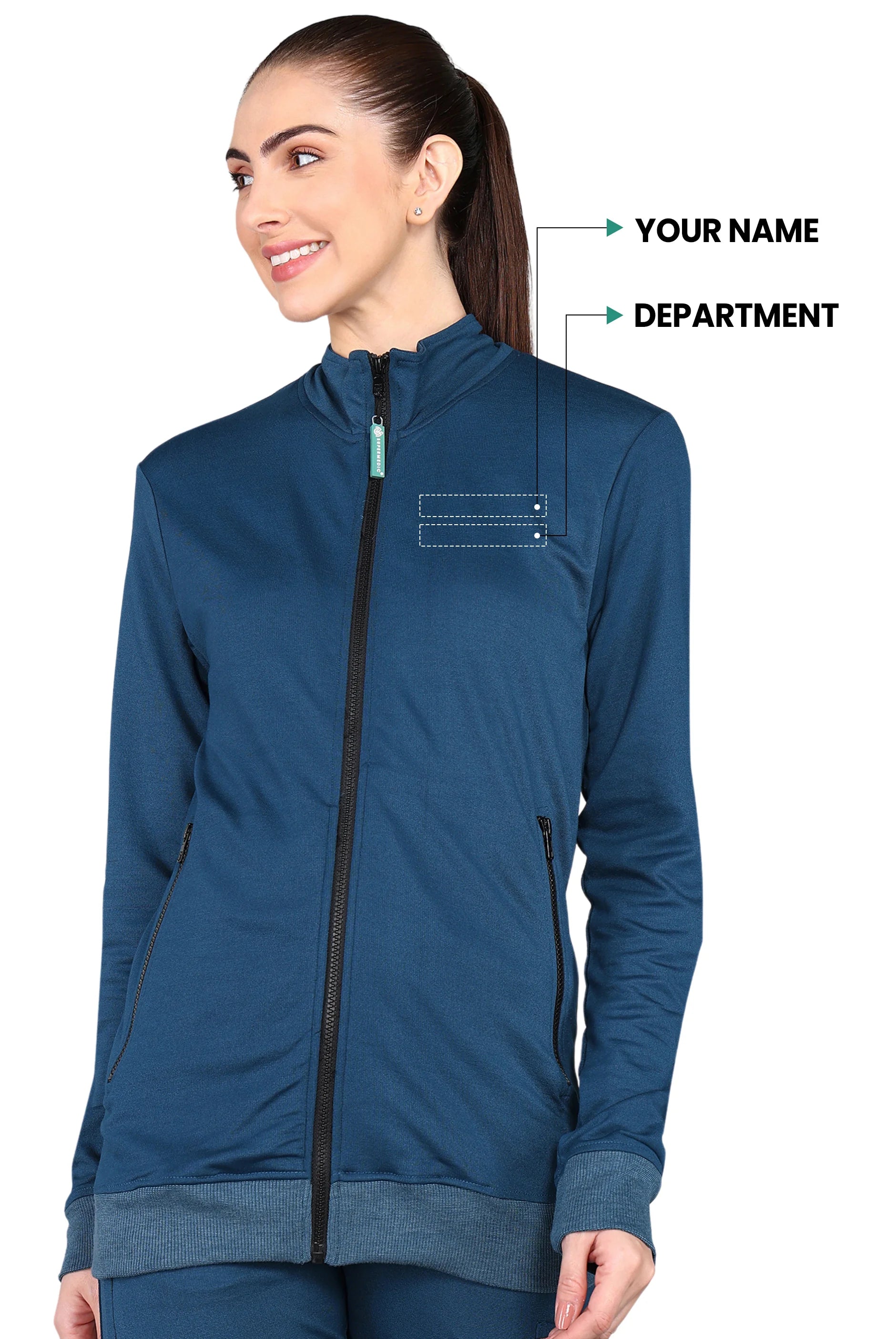 Super Soft Teal Blue Scrub Jacket for Women - Supermedic