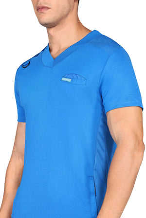 Durable Royal Blue Scrubs - Flexible Top & Standard Pants