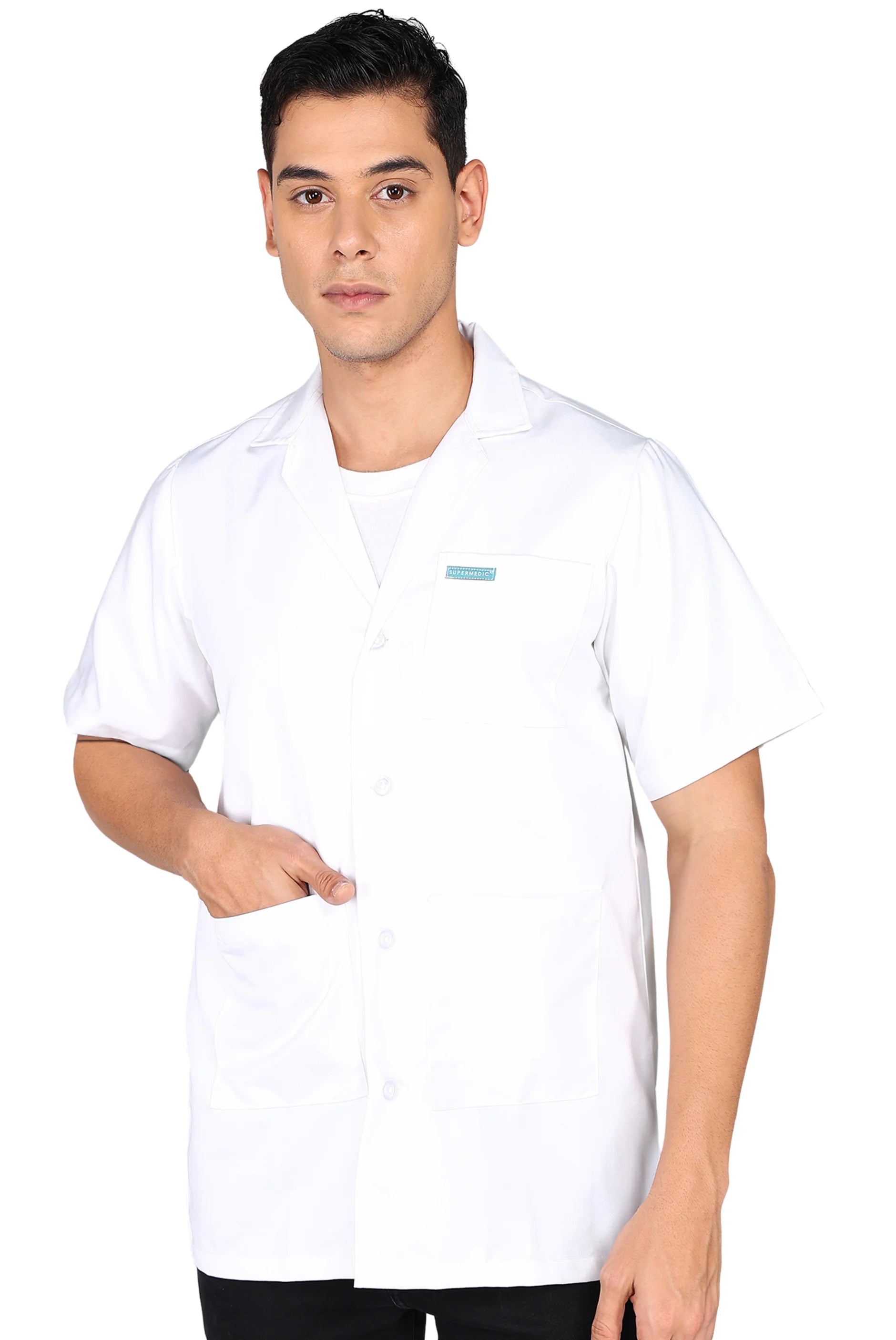 Customized Short Sleeve Lab Coats For Men With Name And Department - Supermedic